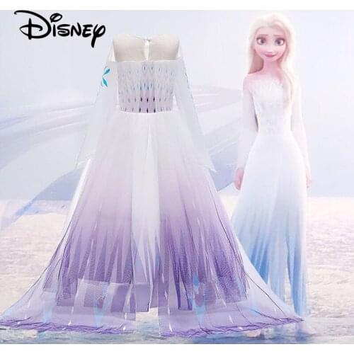 New Disney Girls Dress Frozen Princess Dress Kids Gauze Dress Costume Christmas Dress Up Costume Party Long Sleeve Elsa Dress