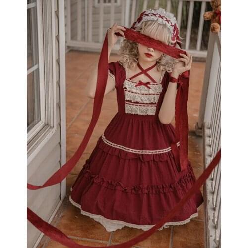 Princess Lolita Dress Women 2021 Summer Vintage Cute Sweet Short Sleeve Tea Party Maid Dress Gothic Kawaii Girl Ruffle OP Dress