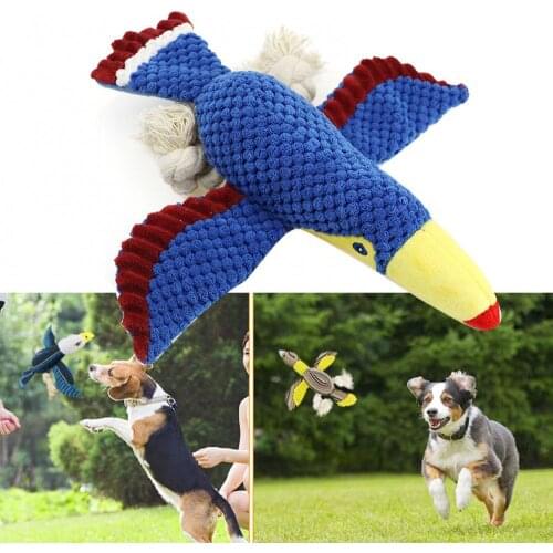 Anti Bite Plush PP Cotton Plastic Sounder Dogs Plush Cotton Rope Flying Bird Bite Teeth Cleaning Interactive Squeak Toy