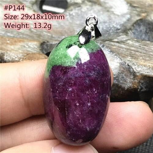 Top Natural Ruby Zoisite Tumbled Crystal Pendant Jewelry For Women Men Healing Luck 29x18x10mm Beads Stone Silver Gemstone AAAAA