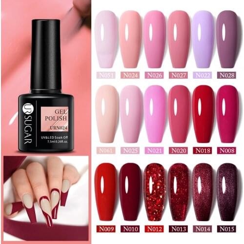 UR SUGAR Full New Plastic Bottle Pink Red Blue Purple Color Gel Nail Polish Plump Bright Gel 90 Colors For Seasons Nail Art