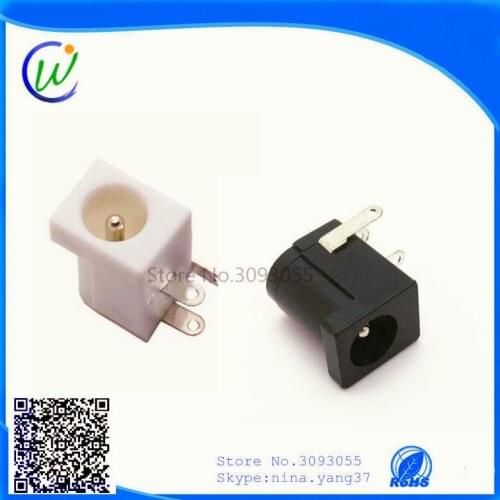 20PCS/LOT DC-005 Black and White DC Power Jack Socket Connector DC005 5.5*2.1mm 2.1 socket Round the needle