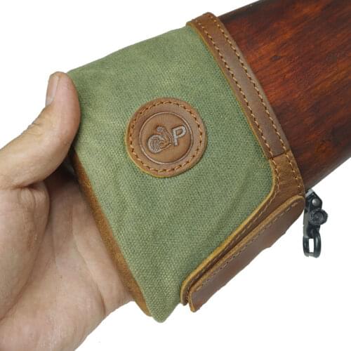 Hunting Rifle Gun Buttstock Adjustable Waxed Canvas & Leather Tactical Shotgun Cheek Rest Riser Pad Gun Accessories For Shooting