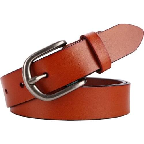 100% Genuine Leather Belts for Women Fashion Jeans Classic Retro Simple Denim Dress Cowhide Belt Female