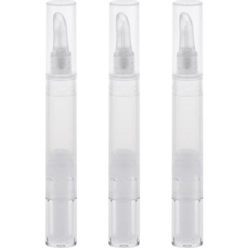 3 Pack 5 ml Twist Pens Empty Lip Gloss Pen with Silicone Brush Tip, Cosmetic Ance Oil Container Concealer Liquid Tube Aluminum