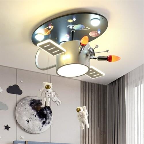 Nordic Astronaut Satellite Ceiling Lights Boy Bedroom Room Study LED Decor Fixture Interior Design Clothing Store Ceiling Lamps