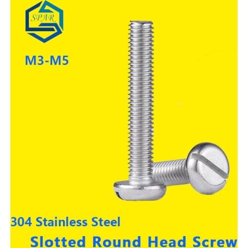 Slotted Drives Screws Slotted Round Head Screws Metric Threaded Slotted Cylindrical Head Screws Bolt 304 Stainless Steel