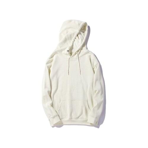 Spring, Autumn And Winter New Mens And Womens Pure Cotton Hooded Solid Color Long-sleeved Pocket Pullover Sweatshirt