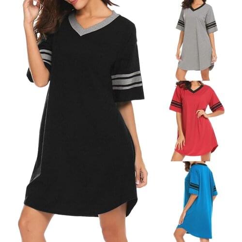 Loose nightgown women holiday print dress women summer short sleeve cotton nightdress casual ladies long nightshirt