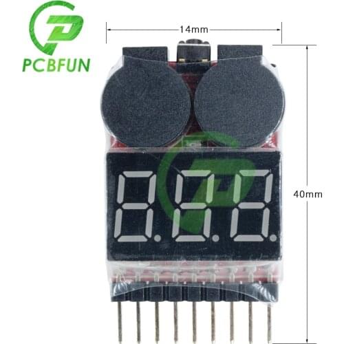 Lipo Battery Voltage Tester Volt Meter Indicator Checker Dual Speaker Low Voltage Buzzer Alarm 2in1 1S-8S Battery Voltage Tester