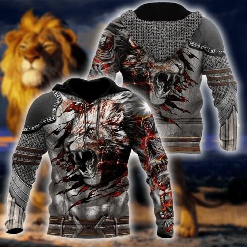Beautiful Amor Lion Tattoo 3D All Over Printed Men Autumn Hoodie Unisex Hooded Sweatshirt Zip Pullover Casual Streetwear KJ470