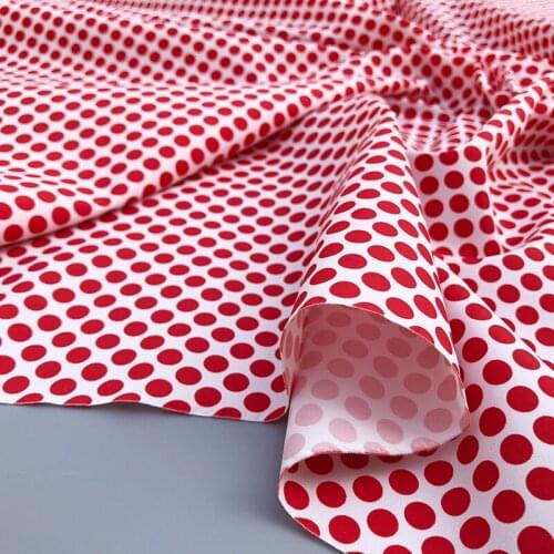 Pink windbreaker Polka dot printed polyester material Fashion womens clothing printed fabric cloth for dress by the meter