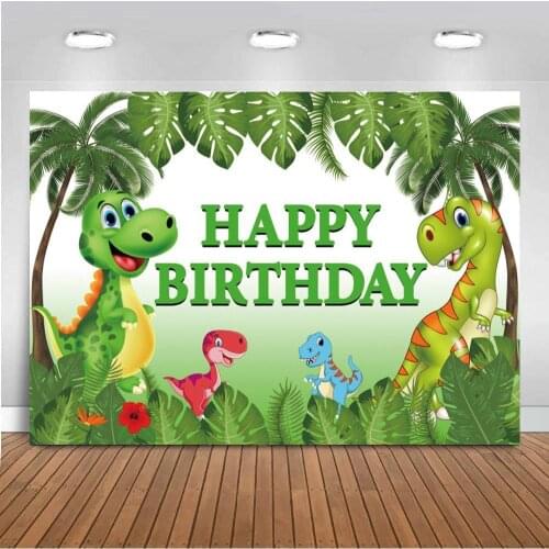 Cartoon Forest Dinosaur Animals Jungle Safari Birthday Party Photography Background Baby Photo Booth Studio Props Vinyl Backdrop