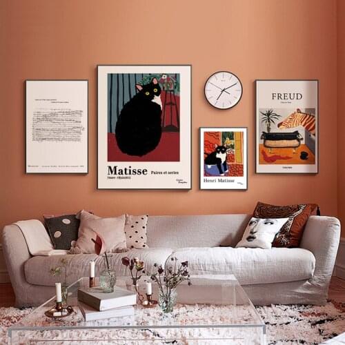 Matisse Black Cat Vintage Poster Nordic style Canvas Painting wall posters wall art Living room decoration picture home decor