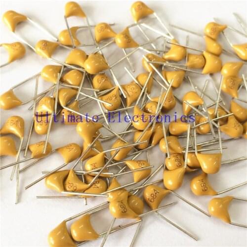 100pcs/lot Multilayer ceramic capacitor 0.68uF 684 50V 680nF 684M P=5.08mm
