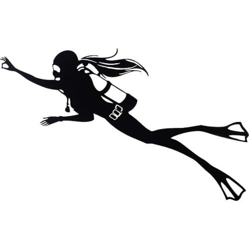 15.3*8.7CM Special Decal With Scuba Diving Movement Cartoon Characters Of Female Diver Stickers RW-029