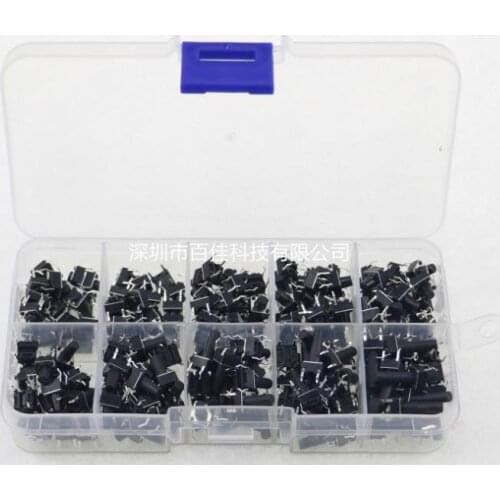 200Pcs 6x6 push button switch tact switch button switch boxed kit 10 kinds specifications × 20Pcs