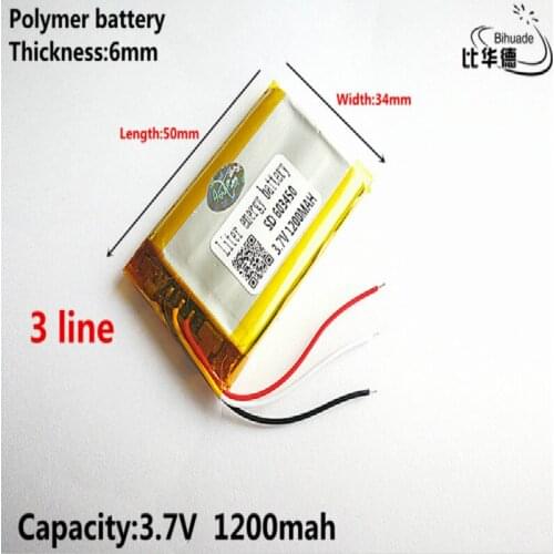 3 line Good Qulity 3.7V,1200mAH,603450 Polymer lithium ion / Li-ion battery for TOY,POWER BANK,GPS,mp3,mp4
