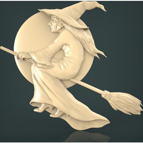 3D model relief for cnc router carving and engraving artcam aspire in STL file format -witch