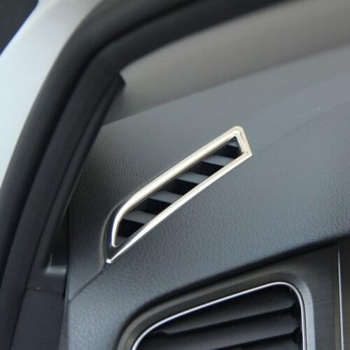 2pcs/set Car Stainless Steel Air Conditioning Vent Cover Sticker For Volkswagen VW Golf 7 VII MK7 2013 2014 Car Styling
