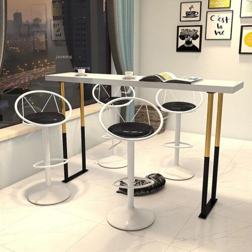 Nordic Wrought Iron Bar Chairs Adjustable Home Furniture Kitchen Backrest Bar Stools Simple Restaurant Lifting High-foot Chair