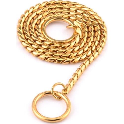 Rich Temperament Copper Chain Dog "Gold" Chain Free Stretching Rope Dog Collar Pet Snake Chain Two Rings Easy Separation Noble