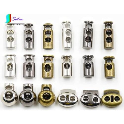 Bronze,Gun Black,Silver Metal Spring Rope Buckle,Clothes,Bag,Hat Elastic Adjustment Button S0584H
