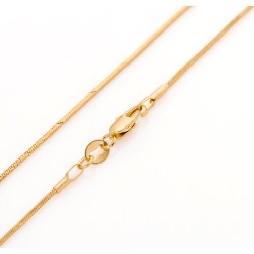 Classic Long 45cm unisex round Snake gold chain yellow gold filled thin 1mm 18" pendant necklace for men women