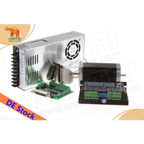 USA&EU Free! CNC Wantai 1 Axis Nema23 Stepper Motor Dual Shaft 57BYGH115-003B 425oz-in+Driver DQ542MA 4.2A 128Micro Metal Foam