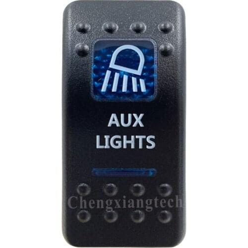 Printed Blue Rocker Switch Cap - AUX LIGHTS - for Carling Arb Car Boat Rocker Switch 12v 24v, Cover Only !!! No Switch Base