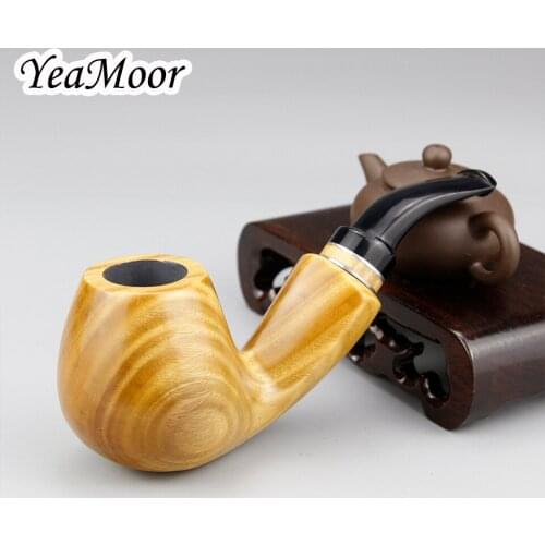 Classic Green Sandal Wood Pipe 9mm filter Smoke Tobacco Pipe 10 tools free Wooden Pipe Metal Ring Smoking Pipe