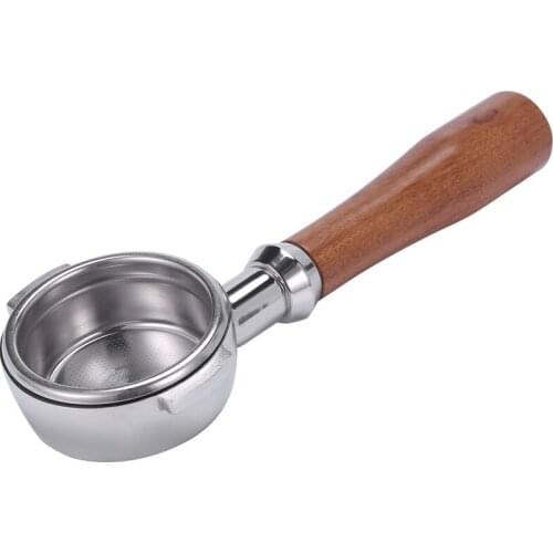 58Mm Stainless Steel Coffee Machine E61 No Base Filter Bracket Coffee Bottomless Handle Coffee Spoon Wooden Handle Professional