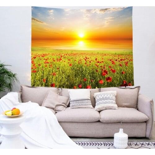 Beautiful Sea of Flowers Natural Landscape Rose tapestry wall blanket Peach Lavender background cloth Bedroom home decoration