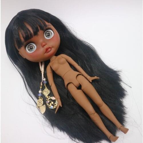 Customization doll DIY Nude joint body blyth doll For Girls not include clothes The eye chips are random super black skin