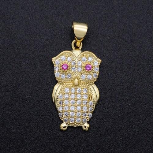 26x12mm 100% CZ Zircon DIY Jewelry Night Owl Charm Pendant Wholesale Top Quality Jewellwery Finding Supplies