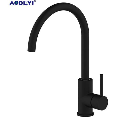 Brass Kitchen Sink Mixer Tap Black Bathroom Over Deck Basin Faucet Single Handle Single Hole Swivel Spout, 13-022