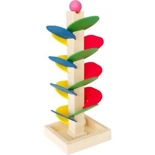 Monsthetic Education Toys Small Leaves Tower Ball Game Child Puzzle Color Geometric Cognition Wooden Assembly Toy