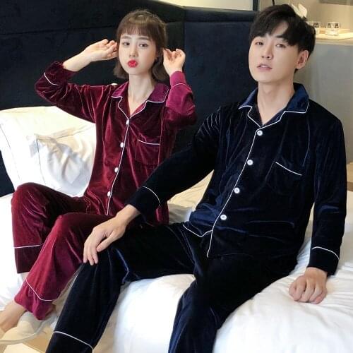 Plus Size 3XL 4XL 5XL Velour Men Pajamas Set Autumn Winter Couple Sleepwear Trouser Suits Loose Velvet 2 PCS Shirt&Pant Homewear