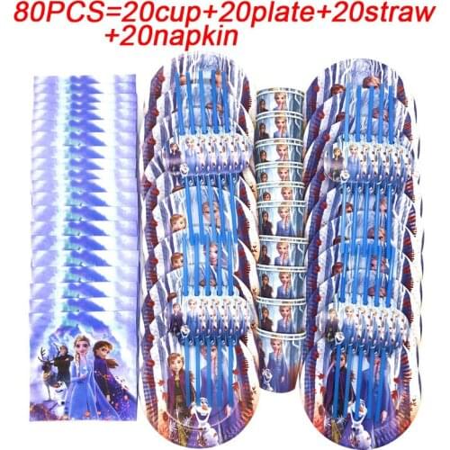 Frozen 2 Birthday Party Decorations Kids Girl Disposable Party Supplies Plates Cups Straws Napkins Frozen 2 Happy Birthday Set