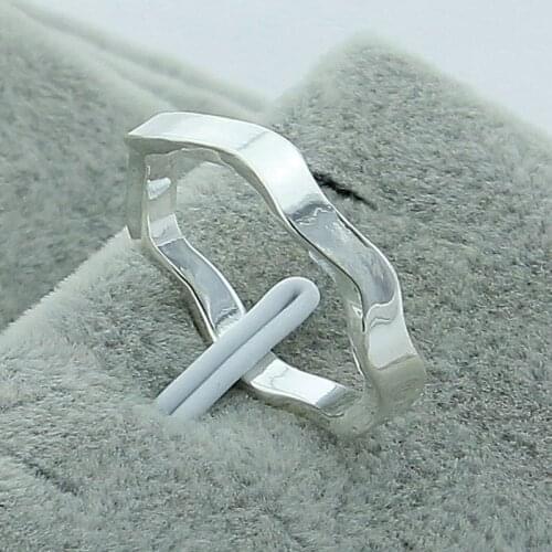 NEW 925 Sliver Plated Water Ripple Ring For Women Wedding Engagement Party Fashion Charm Jewelry
