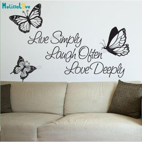 New Design Vinyl Wall Decal Sticker Inspirational Quote Live Simply Laugh Ofter Love Deeply Home Decor Removable Art Mural YY784