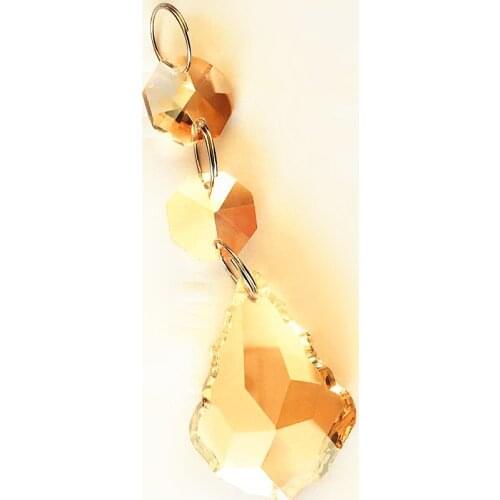 Wholesale Price 10PCS Champagne 22*80mm Crystal Maple Leaf for Chandelier Pendants Glass Crystal Lamp Suncatcher Prisms Parts