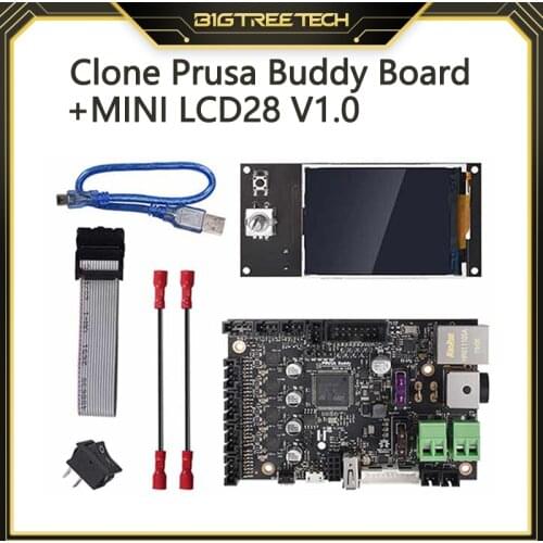 Clone Prusa Buddy Control Board 32Bit Integrated TMC2209 Driver+MINI LCD28 V1.0 Screen 3D Printer Parts For Prusa MINI Printer
