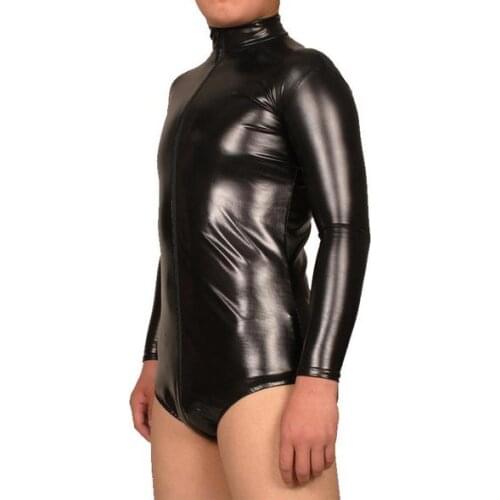 Black half-pack sexy cosplay costume long Sleeve Bodysuit Catsuit Halloween costume for men kids