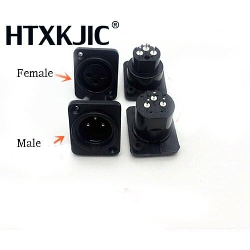 XLR Plug Socket 3Pin XLR Male Plug&Female Socket Panel Mount Chassis 3Pins Square Shape XLR Connector Adapter 100pcs/lot