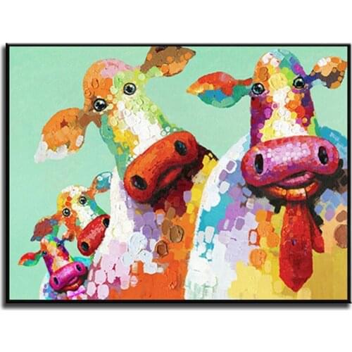 New handmade Modern Canvas on Oil Painting Lovely animals Lucky cow 3D Paintings Home living room Decor Wall Art 2019042509