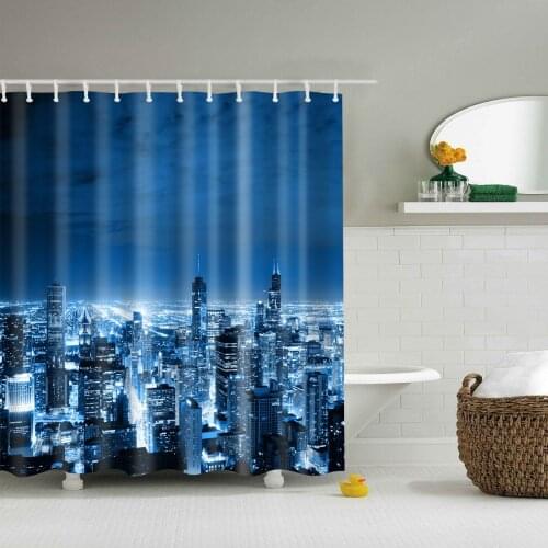 Modern Shower Curtains Bathroom Curtain Scenic City Beach Bath Curtain Frabic Waterproof Polyester With Hooks
