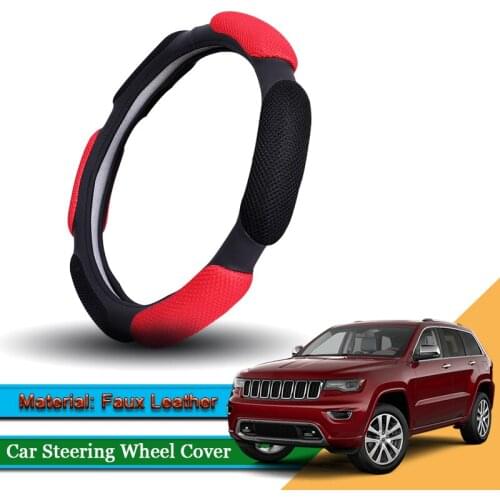 Car Styling Leather Car Steering Wheel Cover Car Steering-wheel Hubs Automobiles Accessories For Jeep Grand Cherokee 2014-2020