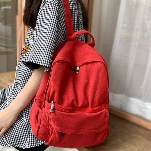 Fashion Girl Fabric College Backpack Ladies Harajuku Cute Retro Canvas Bag Female Laptop Student Backpack Women Travel Teen Bags