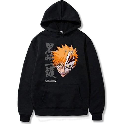 Anime Bleach Hollow Kurosaki Printed Hoodies Hooded Sweatshirts Cozy Tops Pullovers